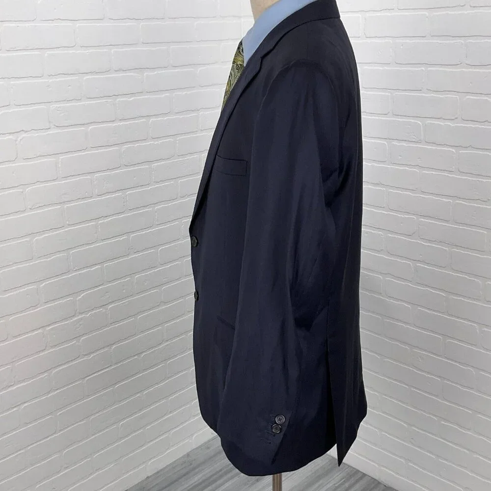 Samuelsohn Blazer Men 46R Blue Surgeon Cuffs Colombo‎ Icewool 150s Italy